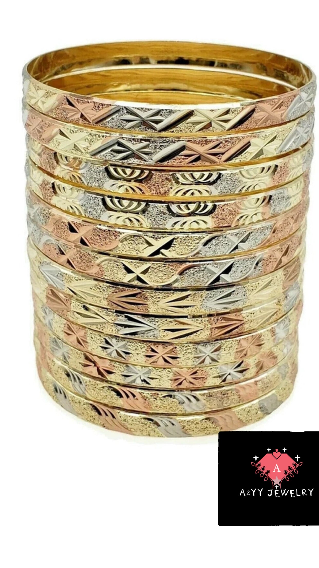 3 Tone Bangles Set of 5